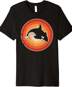 Orca Killer Whale Retro Vintage 60s 70s Sunset Sea Animal Premium T-Shirt