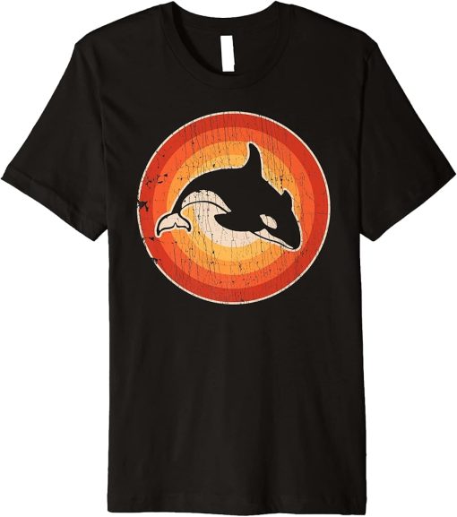 Orca Killer Whale Retro Vintage 60s 70s Sunset Sea Animal Premium T-Shirt