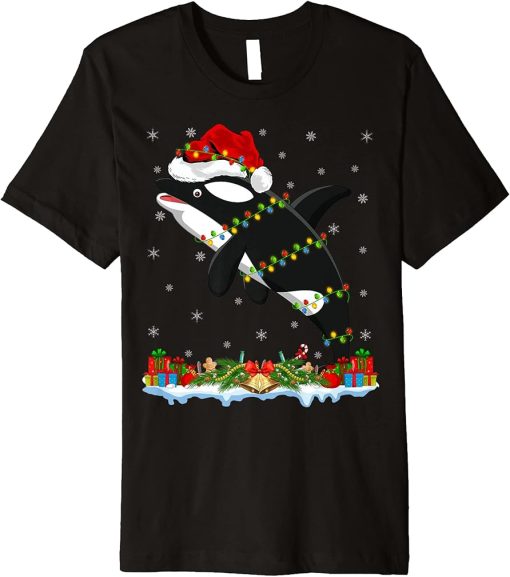 Fishing Lover Family Matching Santa Orca Fish Christmas Premium T-Shirt