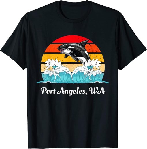 Vintage Port Angeles WA Distressed Orca Killer Whale Art T-Shirt