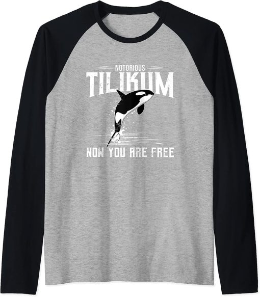 Orca Killer Whale Now You Are Free Tilikum Killer Whale Raglan Baseball Tee